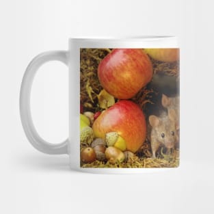 George the mouse in a log pile House . two mice at the door Mug